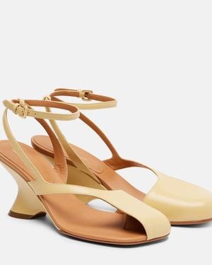Dries Van Noten 75 Leather Wedge Sandals - Metallic