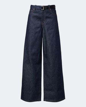 Sacai Belted Wide-Leg Jeans - Blue