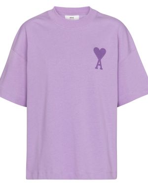 Ami Paris Ami De Coeur Cotton Jersey T-shirt - Purple