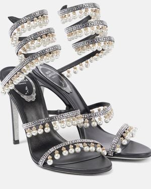 Rene Caovilla 105 Embellished Satin Sandals - Metallic