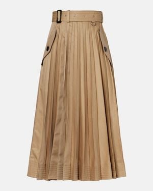 Sacai Cotton-Blend Gabardine Midi Skirt - Natural