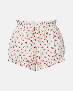 Posse Delia Printed Cotton Shorts - White