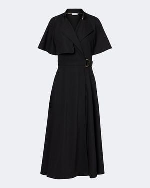 Burberry Belted Wool Wrap Dress - Black