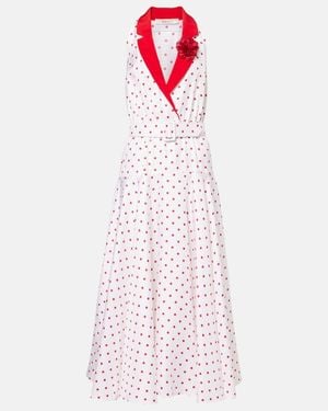 Rodarte Polka-Dot Belted Silk Twill Midi Dress - Pink