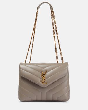Saint Laurent Loulou Small Leather Shoulder Bag - Grey