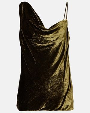 Dries Van Noten Draped Velvet Top - Black