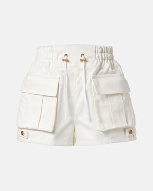 Balmain Denim Cargo Shorts - White