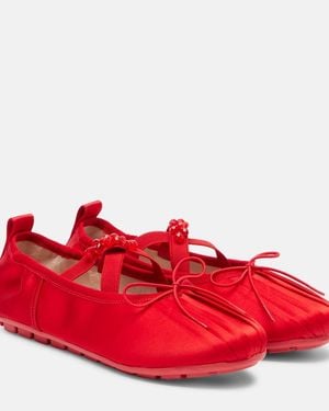 Simone Rocha Verzierte Ballerinas Grip Aus Satin - Rot