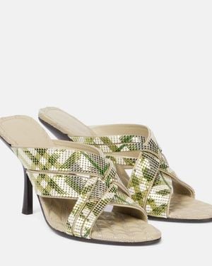 Burberry Cabana 90 Check Mules - Metallic