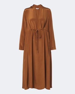 Max Mara Silk Satin Midi Dress - Brown