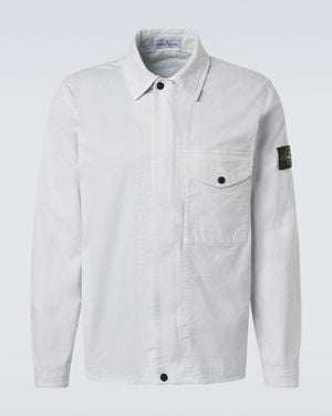 Stone Island Compass Cotton Canvas Overshirt - White