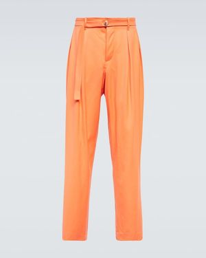 King & Tuckfield Grant High-rise Wide-leg Wool Trousers - Orange