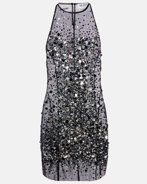 The Attico Sequined Sheer Minidress - Black