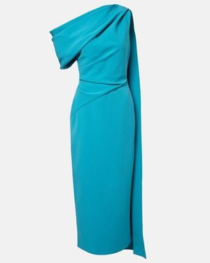 ROKSANDA Maite Caped Crepe Midi Dress - Blue