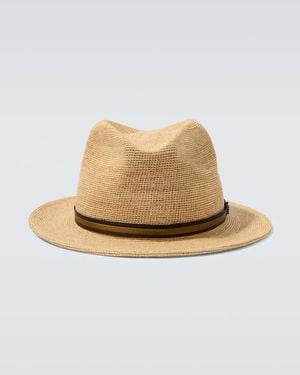 Borsalino Argentina Crochet Straw Fedora - Natural