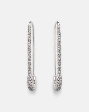 Anita Ko Safety Pin Extra Large 18Kt Earrings With Diamonds - White