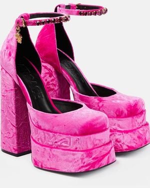 Versace Medusa Aevitas Velvet Platform Pump - Pink