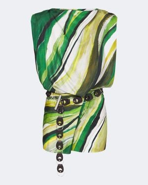 Christopher Esber Belted Printed Silk Minidress - Green