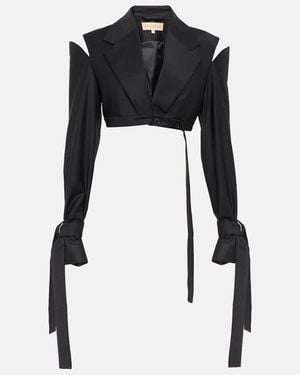 AYA MUSE Xylo Cutout Cropped Wool-Blend Blazer - Black