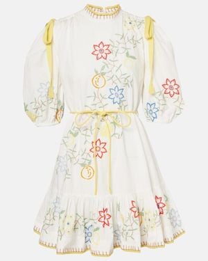 ALÉMAIS Embroidered Cotton Minidress - White