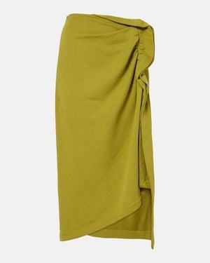 Dries Van Noten Gathered Cotton Midi Skirt - Green