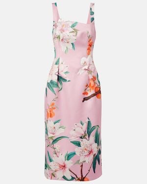 LEO LIN Larissa Floral Satin Midi Dress - Pink