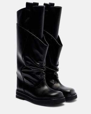 The Attico Passeggiata Leather Combat Boots - Black