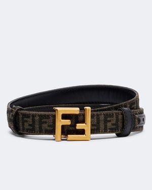 Fendi Cinturon Reversible Ff Zucca - Negro