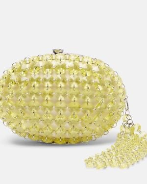 Self-Portrait Oval Small Embellished Clutch - Metallic