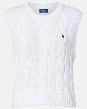 Polo Ralph Lauren Logo Cable-Knit Cotton Jumper Vest - White