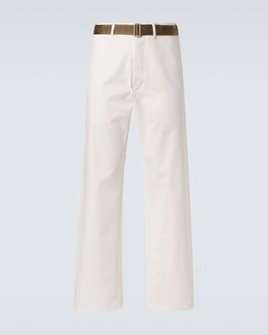 Plan C Belted Straight Jeans - White