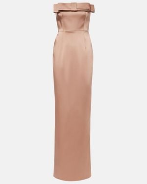 The New Arrivals Ilkyaz Ozel Sisu Bow-Detail Satin Bustier Gown - Brown