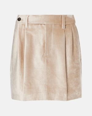 Brunello Cucinelli Cotton-Blend Velvet Miniskirt - Natural