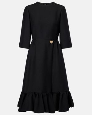 Valentino Crepe Couture Ruffled Midi Dress - Black