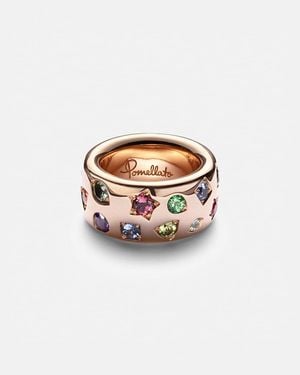 Pomellato Anillo Iconica Large De Oro Rosa De 18 Ct Con Piedras - Blanco