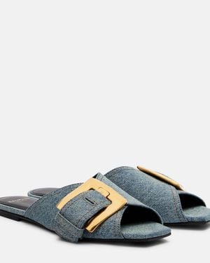 Balmain Anthem Denim Slides - Blue