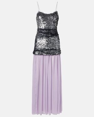 JACQUES WEI Sequined Panelled Maxi Dress - Purple