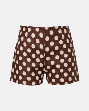 Faithfull the Brand Lila Polka-Dot Linen Shorts - Brown