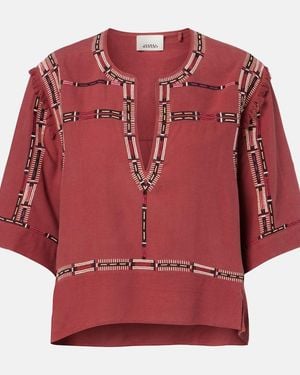 Isabel Marant Fiosa Embroidered Silk Blouse