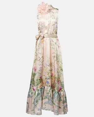 CAMILLA Crystal-Embellished Silk Maxi Dress - Natural