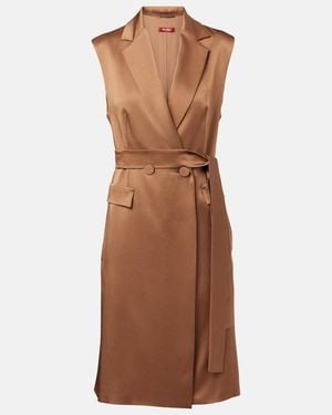 Max Mara Afgano Belted Satin Jacket - Brown