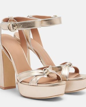 Malone Souliers Rudi 130 Leather Platform Sandals - Metallic
