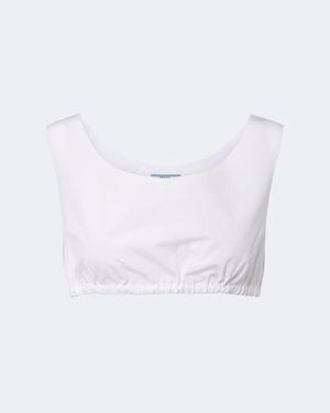 Prada Crop Top De Popelin De Algodon - Blanco