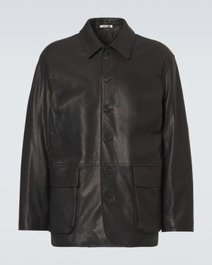 AURALEE Leather Blouson Jacket - Black