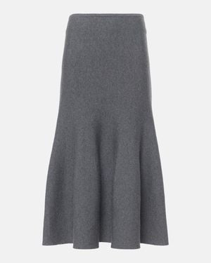 KHAITE Odil Knitted Wool-Blend Midi Skirt - Gray