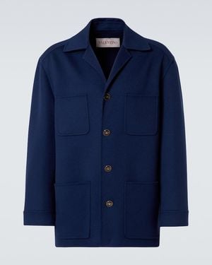Valentino Wool And Cashmere Overshirt - Blue
