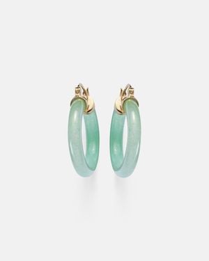 Mateo 14Kt Hoop Earrings With Jade - Blue