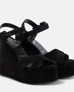 Christian Louboutin Supramariza 130 Suede Wedge Sandal - Black