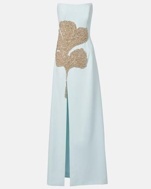 Costarellos Faranna Embellished Crepe Corset Gown - Blue