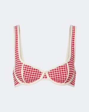 Montce Romy Gingham Seersucker Bikini Top - Red